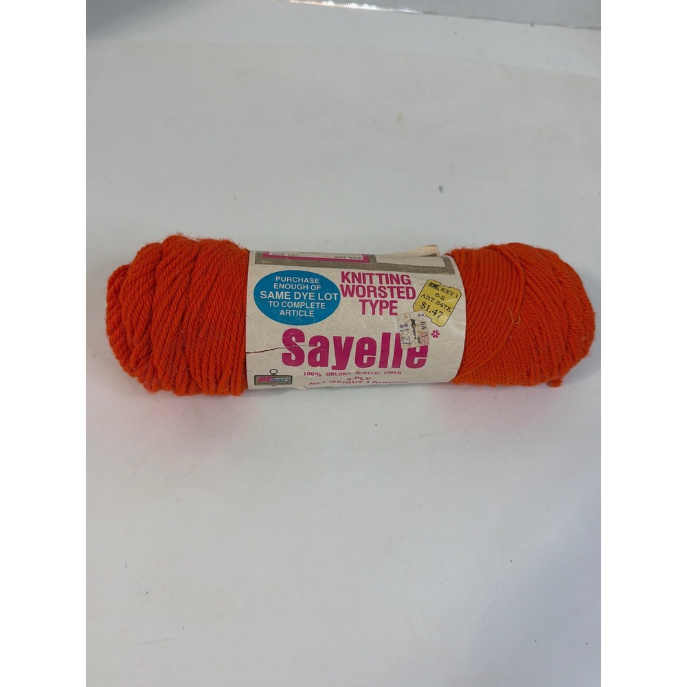 Vintage Sayelle Burnt Orange 449 Knitting Worsted Type Yarn 4-Ply 4oz Kmart USA